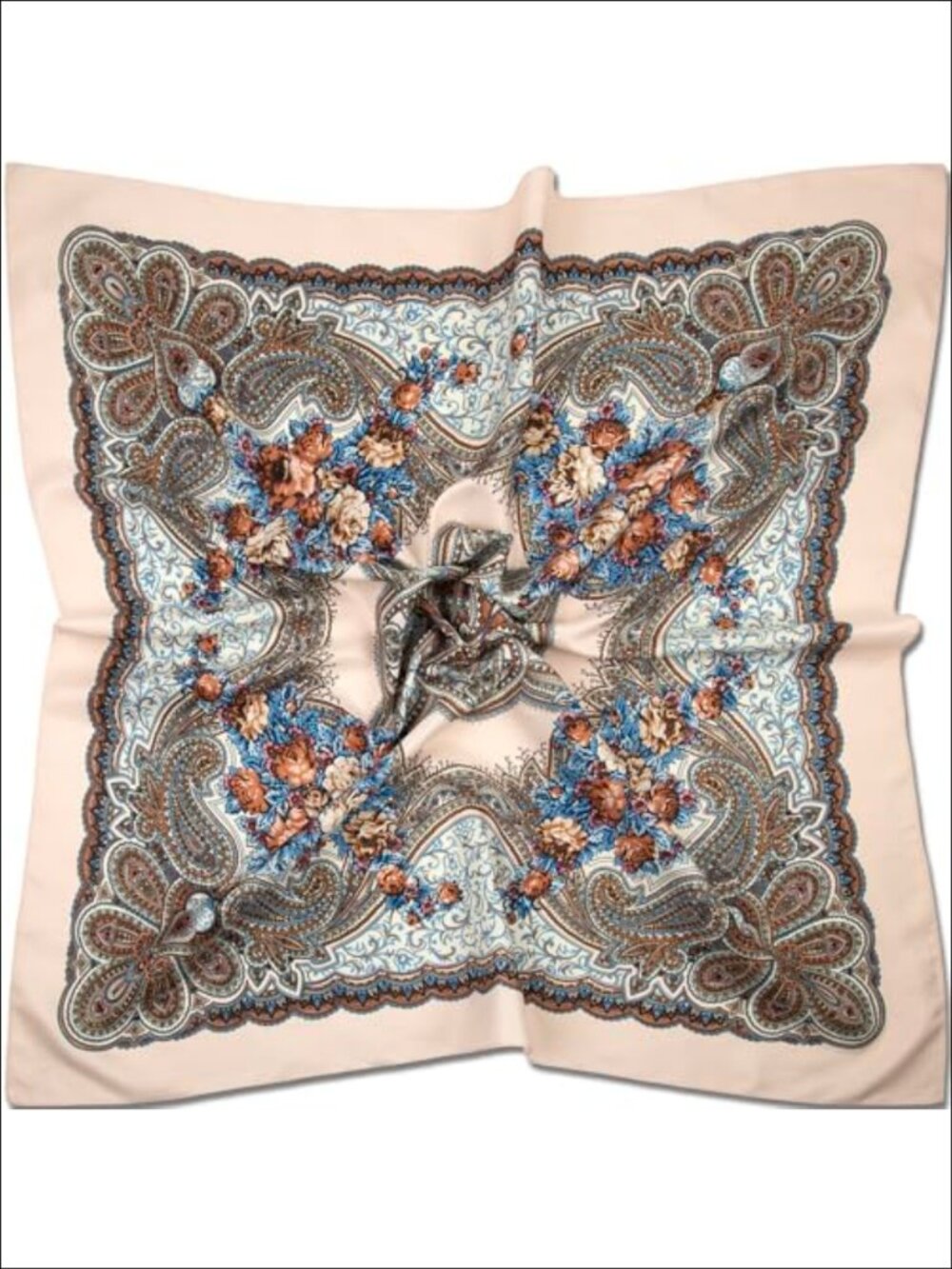 Oversized Satin Square Scarf Paisley Floral Hair Wrap Bandana Neckwear